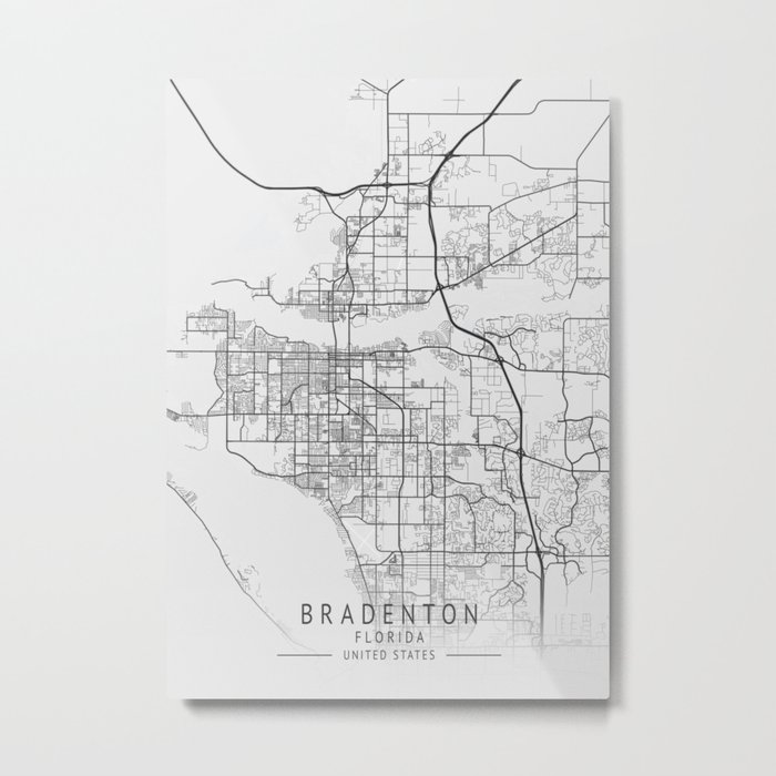 Bradenton - Florida - US Gray Map Art Metal Print
