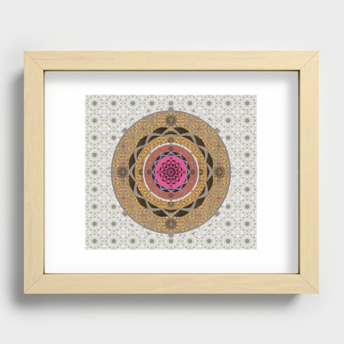 Vintage Quilt of Peace Sacred Geometry Art Recessed Framed Print