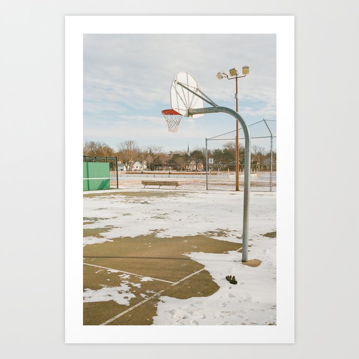 Basketball Hoop Winter | Minneapolis Minnesota | Film Photography Art Print
