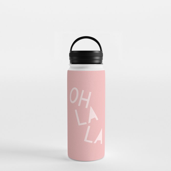 Oh La La French Pink Hand Lettering Water Bottle