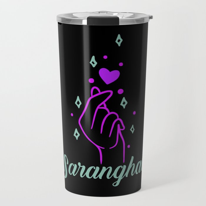 Saranghae Korean Heart K Pop Heart Finger Travel Mug