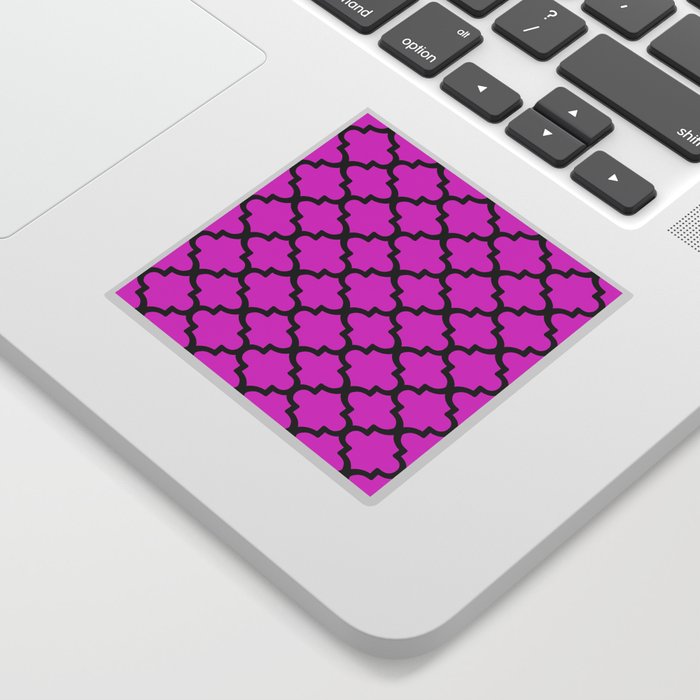 Quatrefoil Pattern In Black Outline On Purple Pink Sticker