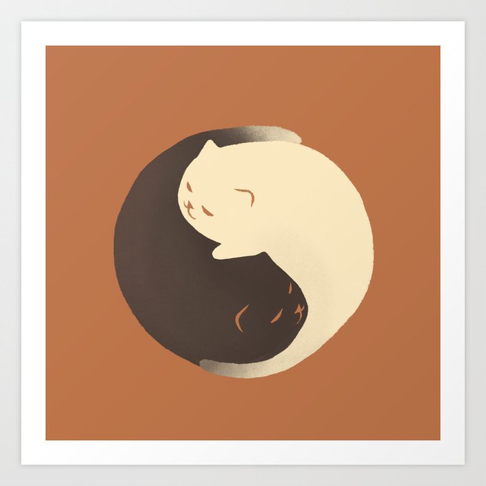 Hidden cat 9 autumn yin yang Art Print