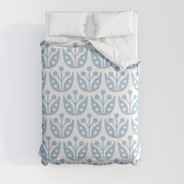 Mid Century Modern Floral Pattern 121 KItsch Light Blue Comforter