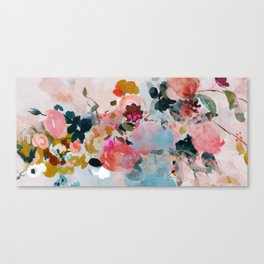 floral bloom abstract painting Canvas Print | Pastel, Romantic, Large, Curated, Watercolor, Acrylic, Roses, Art, Modern, Soft 