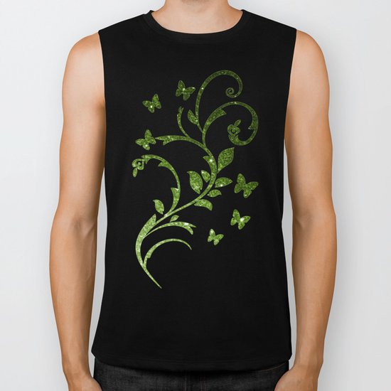 Beautiful Greenery Pantone glitter sparkles Biker Tank