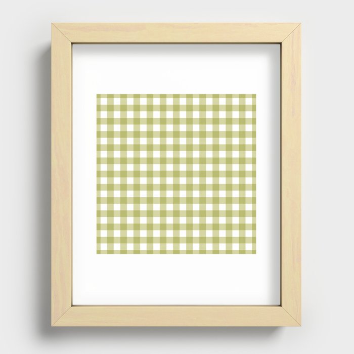 Vintage Green Gingham Recessed Framed Print