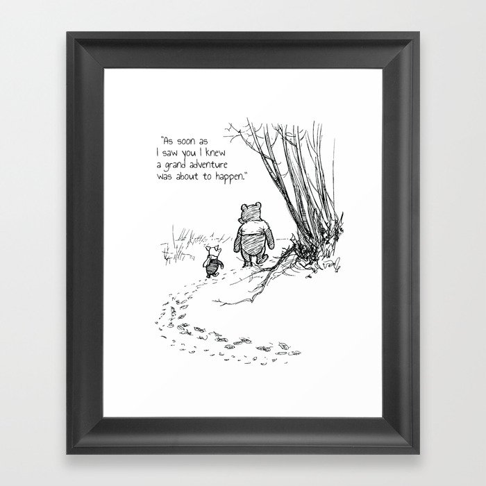 Winnie Nursery Art Adventure Quote Pooh and Piglet Framed Art Print