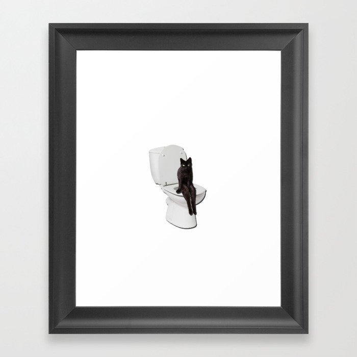 Toilet Cat Framed Art Print