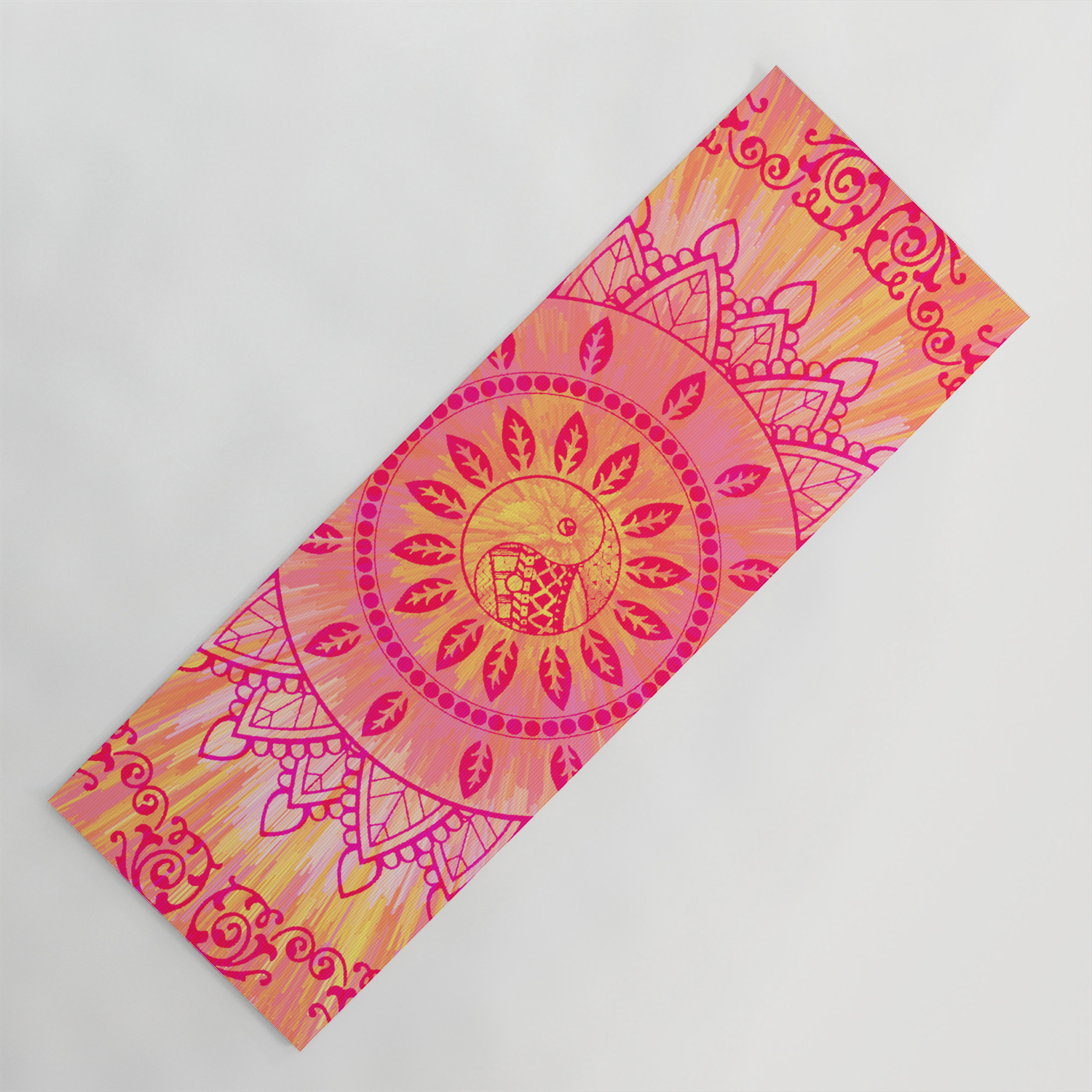 Mandala Orange Pink Spiritual Zen Hippie Bohemian Yoga Mantra