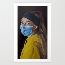 Girl with an Airpod (Study After Vermeer) Art Print