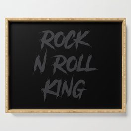 Rock and Roll King Typography Black Serving Tray