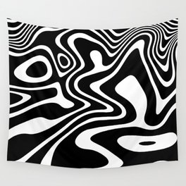 Retro Shapes And Lines Black And White Optical Art Wall Tapestry