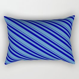 [ Thumbnail: Blue & Dark Blue Colored Lines Pattern Rectangular Pillow ]