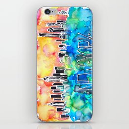 New York / watercolor mixed media bright city skyline modern skyscraper iPhone Skin