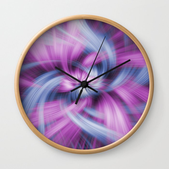 Purple and Blue Light Waves Wall Clock
