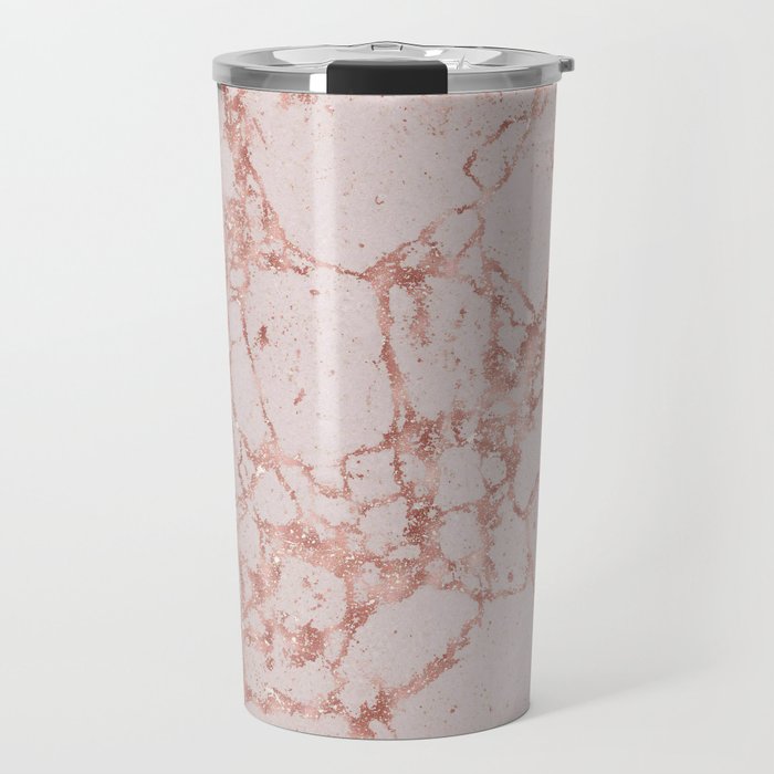 Pink Rose And Glitter Marble Collection Travel Mug