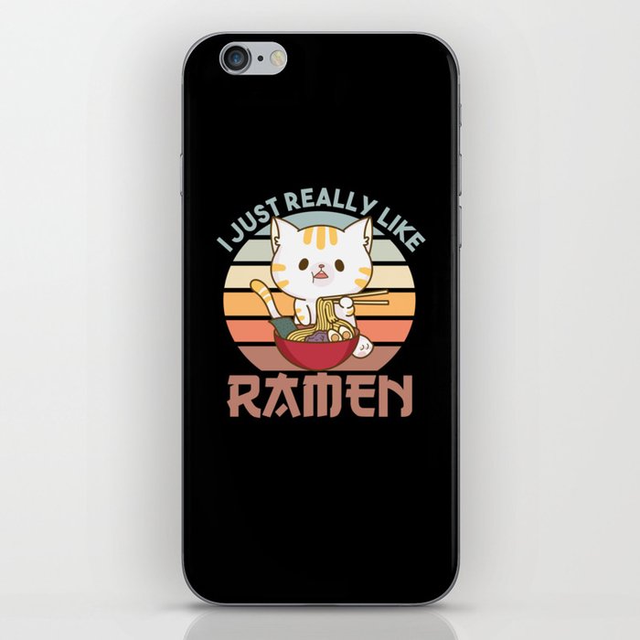 I Just Really Like Ramen Cute Cat Eats Ramen iPhone Skin
