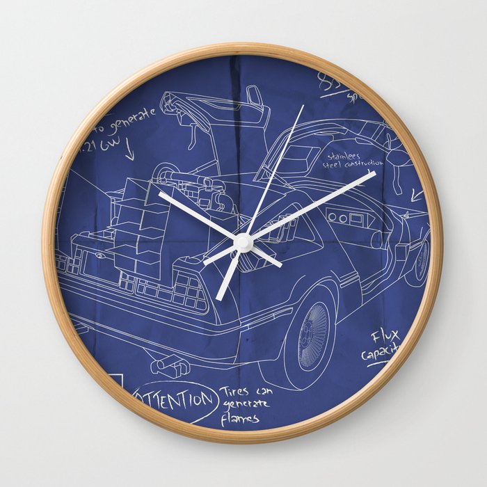 Time Machine Blueprint Wall Clock