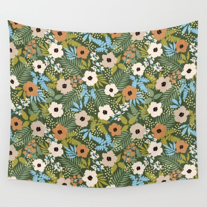 Little Jungle Flowers Wall Tapestry