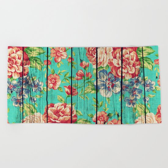 Flowers on Wood 06 Beach Towel