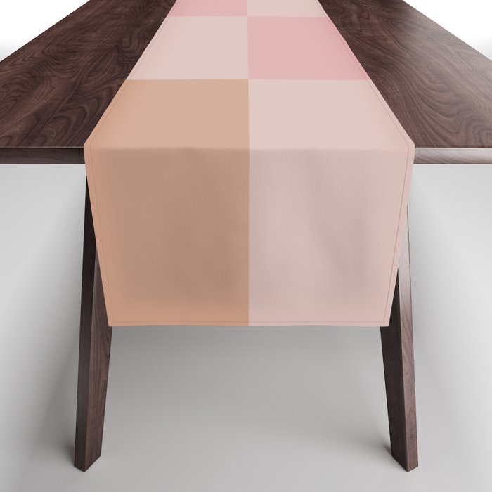 Pastel Check Checkerboard Nude Beige Table Runner