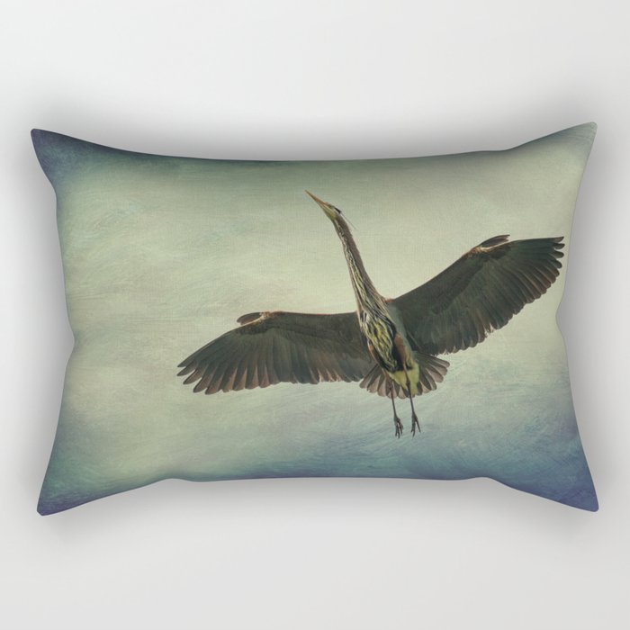 Great Blue Heron in the Night Sky Rectangular Pillow