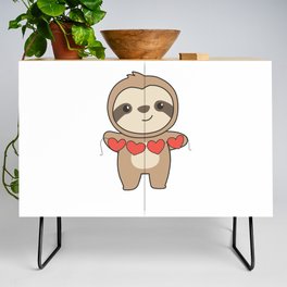Sloth For Valentine's Day Cute Animals With Hearts Credenza