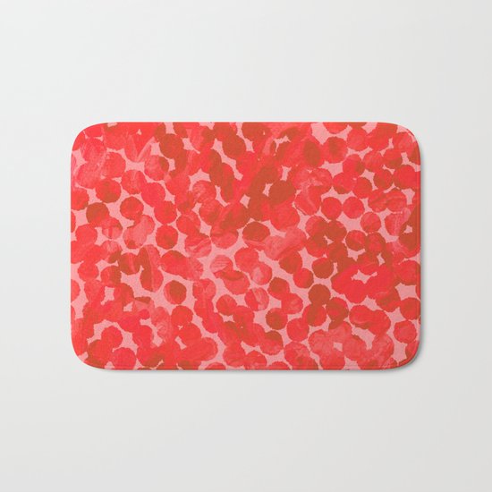 Coral Red Dots Bath Mat