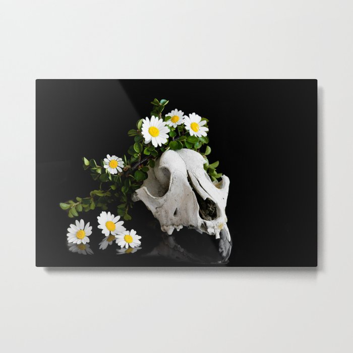 Animal skull with a wreath of wild flower Metal Print