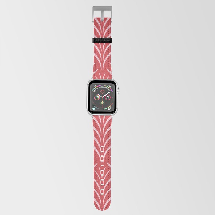 Palm Leaves Ogee Pattern Red and Pink Apple Watch Band
