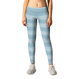 Baby Blue Horizontal Summer Cabana Beach Picnic Stripes Leggings