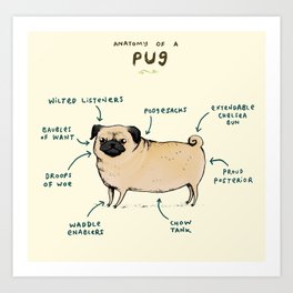 Anatomy of a Pug Art Print