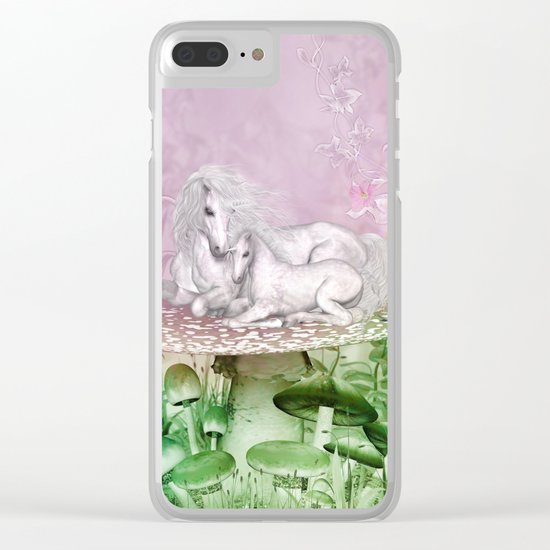 Wonderful unicorn with foal Clear iPhone Case
