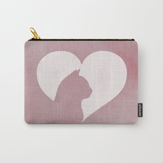 Watercolor Cat Heart Carry-All Pouch