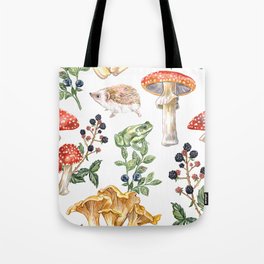 Woodland Mushrooms & Hedgehogs Tote Bag
