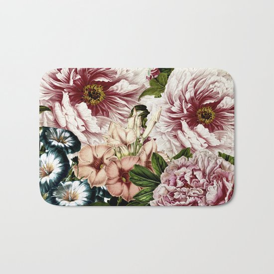 Vintage Peony and Ipomea Pattern - Smelling Dreams on #Society6 Bath Mat