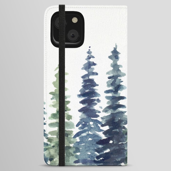 Pine Trees Watercolor iPhone Wallet Case