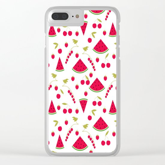 Pattern watermelon cherry raspberry currant Clear iPhone Case