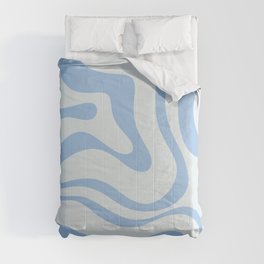 Soft Liquid Swirl Abstract Pattern Square in Powder Blue Comforter