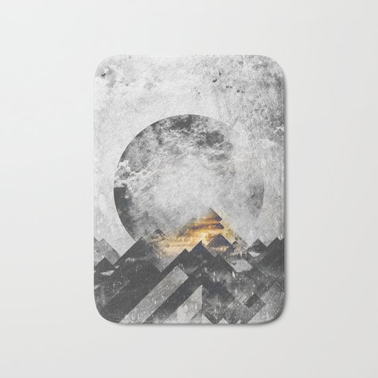 One mountain at a time - Black and white Bath Mat