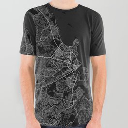 Dar es Salaam City Map of Tanzania - Full Moon All Over Graphic Tee