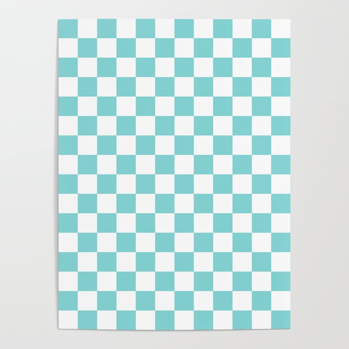 Gingham Pale Turquoise Checked Pattern Poster