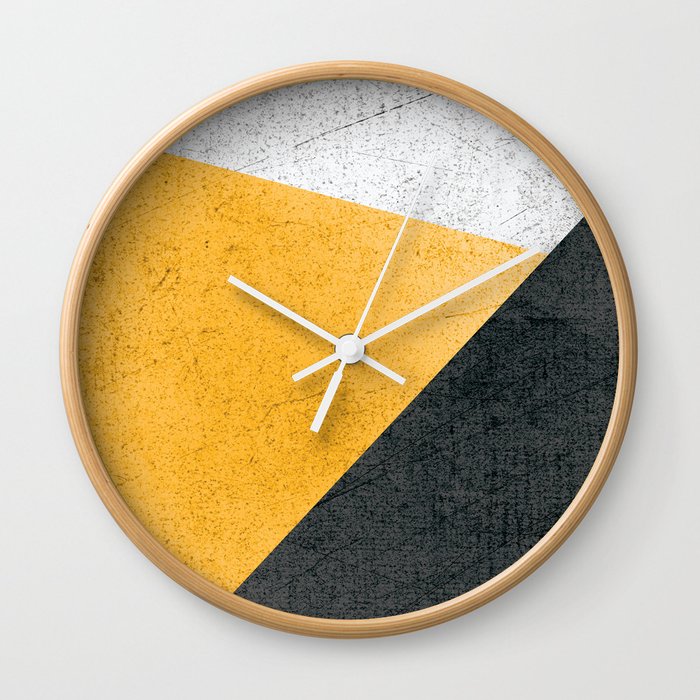 Modern Yellow & Black Geometric Wall Clock