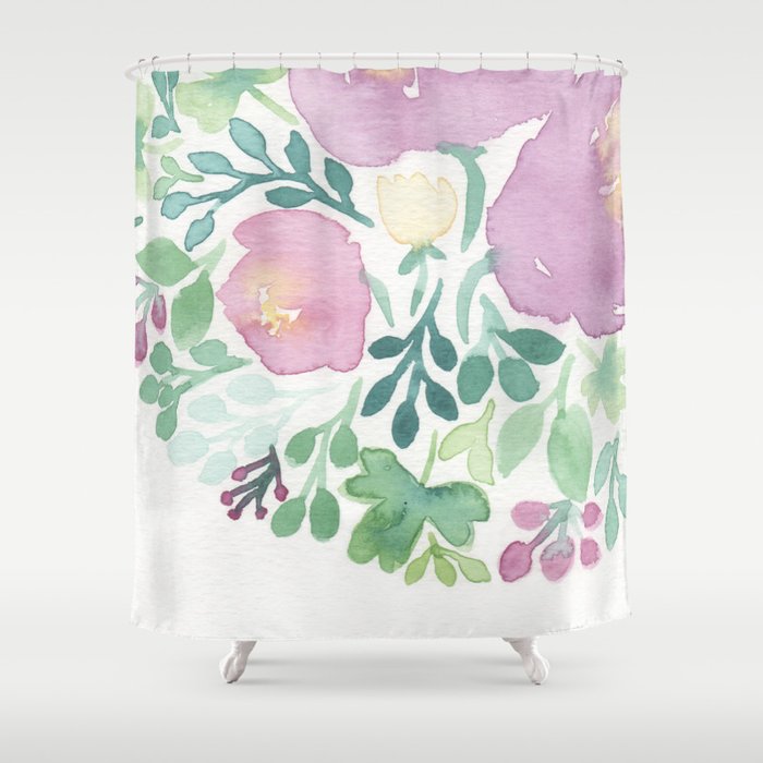 Pink and Green Shower Curtain