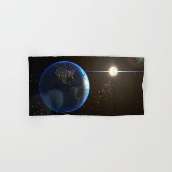 Night Lighted Earth from space Hand & Bath Towel