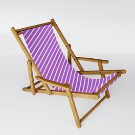 [ Thumbnail: Orchid & Light Cyan Colored Pattern of Stripes Sling Chair ]