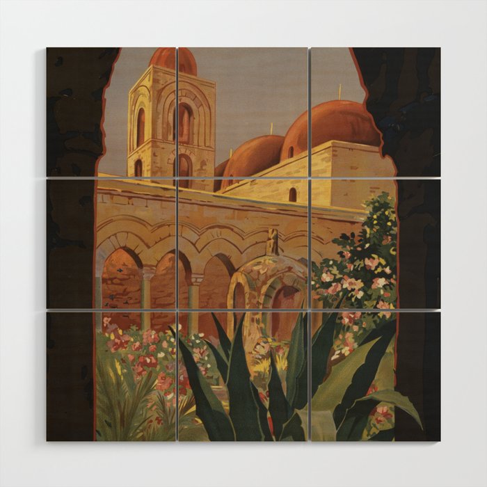 Vintage Travel Poster Palermo Sicilia Italy Wood Wall Art By Bestvintageposters