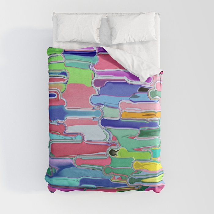 Modern Colorful Abstract Horizontal Paint Strokes Duvet Cover