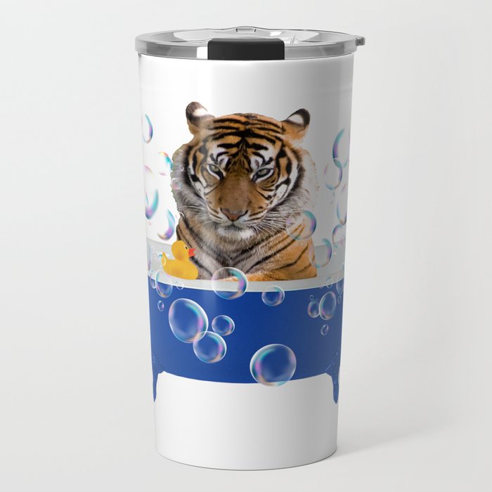 Wild Tiger - Blue Bathtub Soap Bubbles Rubber Duck Travel Mug